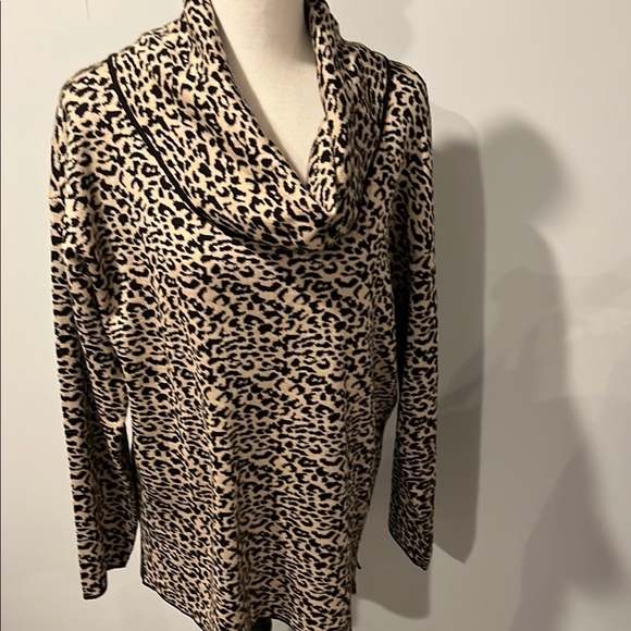 Leopard Print Cowl Neck Sweater - Picture 2 of 14